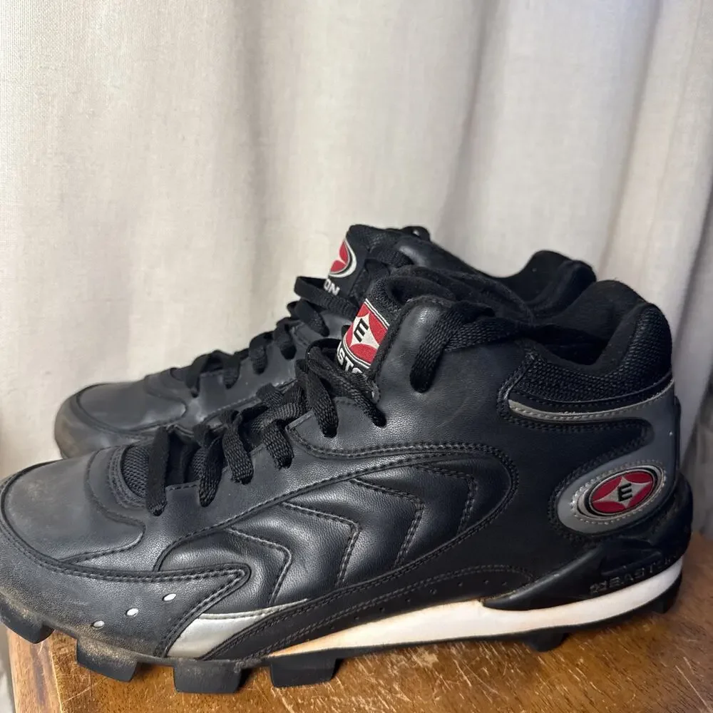 Size 12.5 Men’s Black Low Rubber Easton Launch Leather Baseball Cleats‎